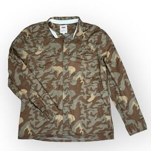 LEVI'S Camo Long Sleeve Button Up Shirt Green Hunting Utility Outdoor Men Large